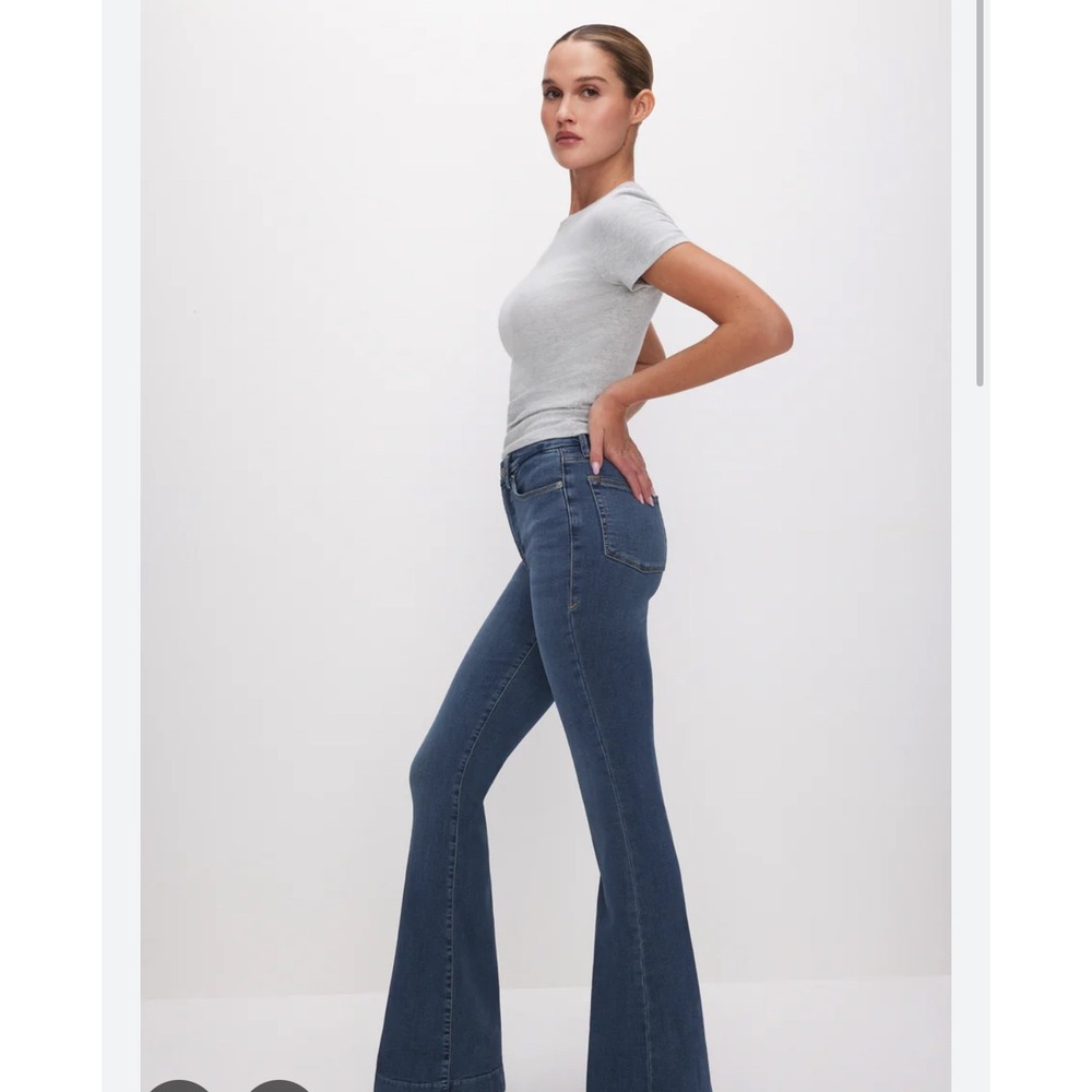 Good American Good Legs Flare Jeans Indigo616 High Rise Blue Denim 4/27 GLFTH220